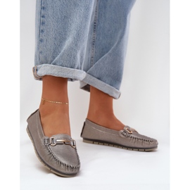 S.Barski Muisseaux plats à paillettes en cuir naturel D&amp;A LR51-546 Silver argent 2