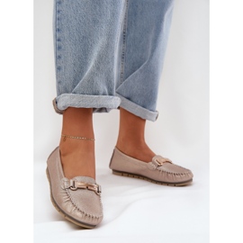 S.Barski Mocassins plats à paillettes en cuir naturel D&A LR51-546 d'or 2 S.Barski Mocassins plats à paillettes en cuir naturel D&A LR51-546 d'or 2