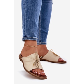 Zazoo 2659 Slippers en cuir féminin beige 1 Zazoo 2659 Slippers en cuir féminin beige 1