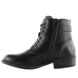 Bottines noires à lacets B0-165 noir 1