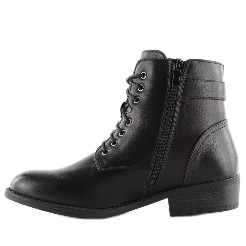 Bottines noires à lacets B0-165 noir 1