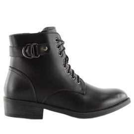 Bottines noires à lacets B0-165 noir 2