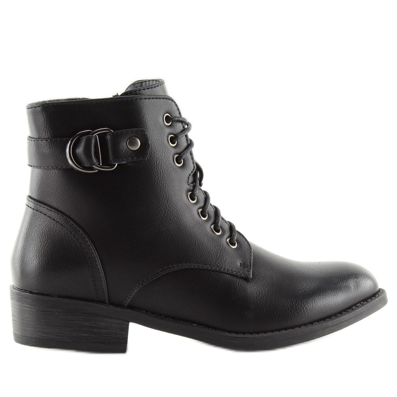 Bottines noires à lacets B0-165 noir 2