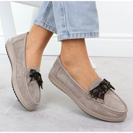 Mocassins en daim en cuir avec un arc beige filippo dp6457 3