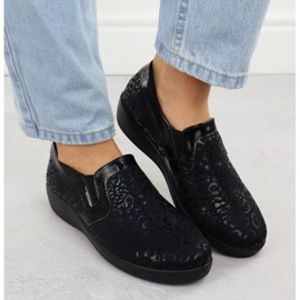 Chaussures confortables pour femmes en imprimé léopard inséré unisoft 8910 le noir 6