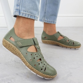 Chaussures pour femmes avec velcro, Openwork Green Rieker 44852-52 vert 10