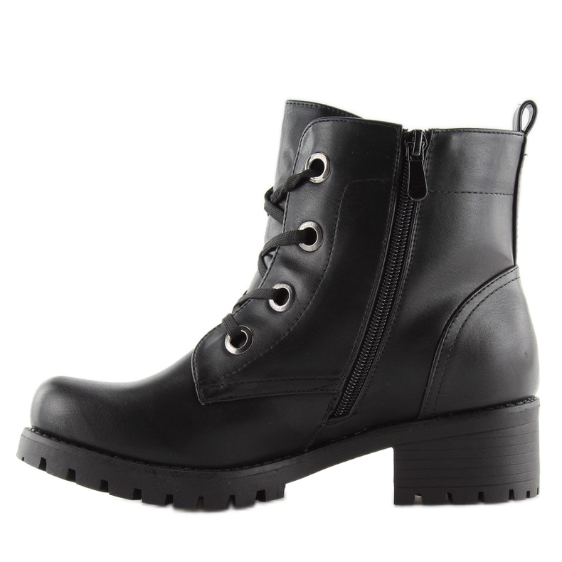 Bottines noires à lacets HQ891 noir 1
