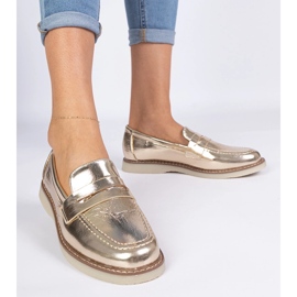 Mocassins féminins classiques dorés d'or 1