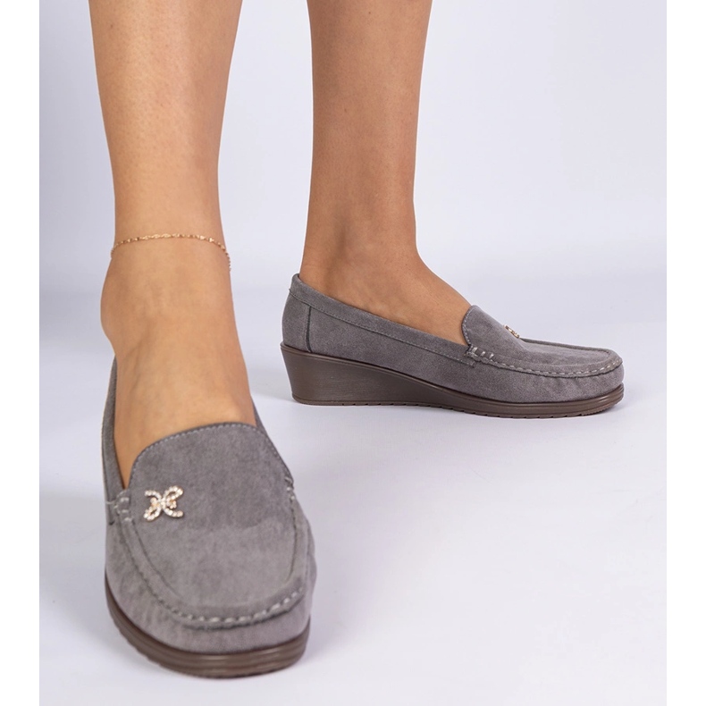 Moccasins pour femmes grises pour un coin d'Ezozamsz 1