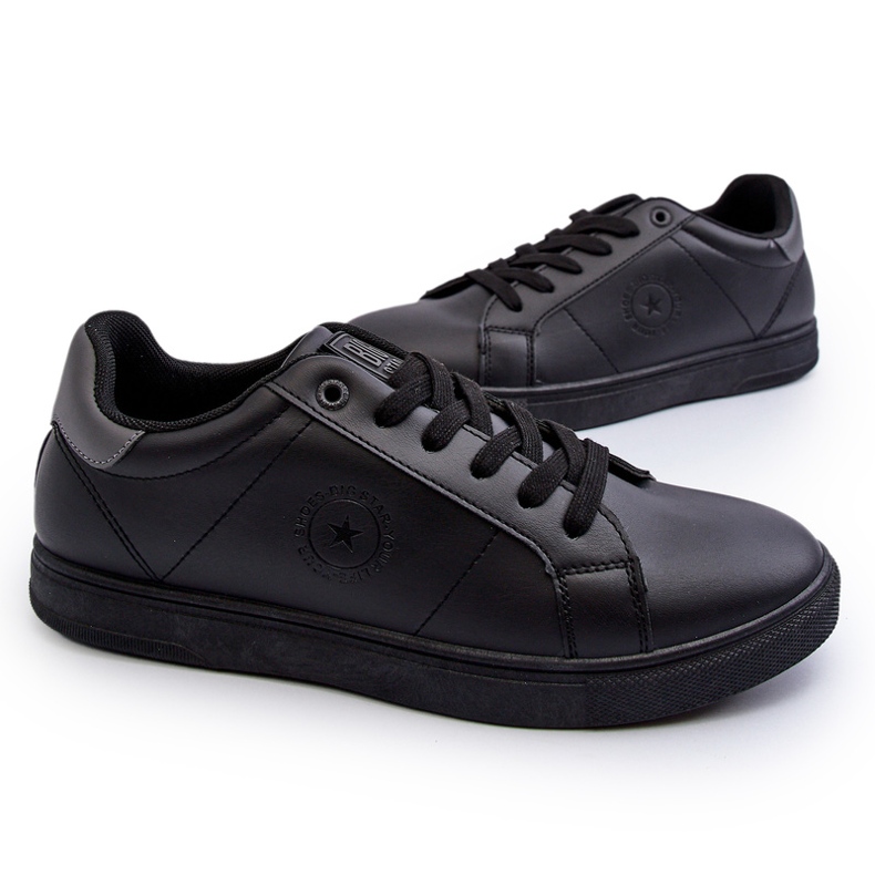 Baskets basses pour hommes en cuir écologique Big Star NN174284 noir le noir 4