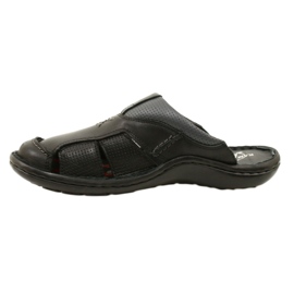 Kampol Tongs en cuir pour hommes 224KAM, noir 7