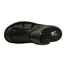 Kampol Tongs en cuir pour hommes 224KAM, noir 11