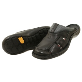 Kampol Tongs en cuir pour hommes 224KAM, noir 9