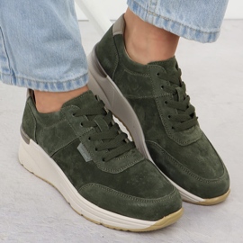 Baskets en cuir sur coin Sergio Leone SP104 cales en daim vert 6