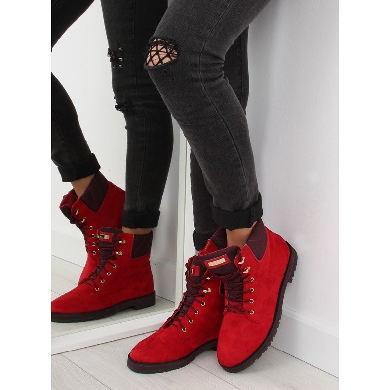 Bottines à lacets rouge 1539 Rouge 2