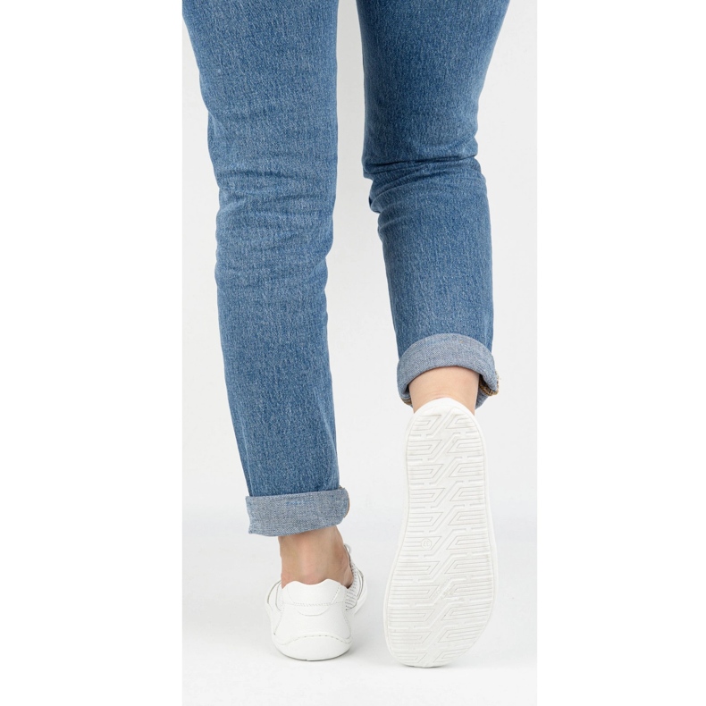 Olivier Femmes aux pieds nus baskets en cuir minimaliste 770 blanc perforé blanche 1