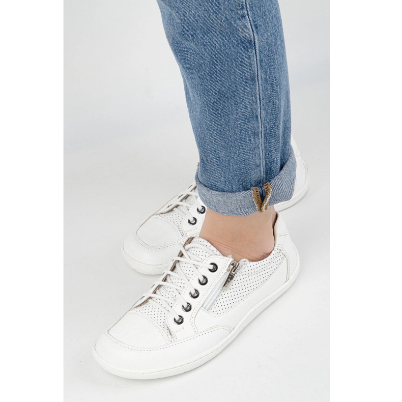 Olivier Femmes aux pieds nus baskets en cuir minimaliste 770 blanc perforé blanche 2