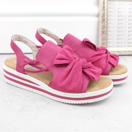 Sandales à plateforme confortables Rieker W RKR687 fuchsia rose 5