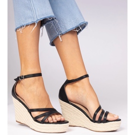 Sandales noires Espadrilles en coin le noir 2