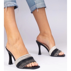 Talons élégants noirs décorés de zircons 2