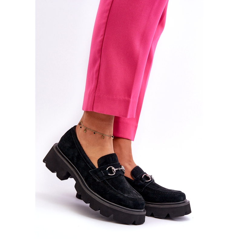 Vinceza Mocassins en cuir féminin noir en daim noir le noir 1