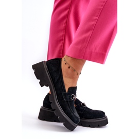 Vinceza Mocassins en cuir féminin noir en daim noir 3