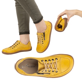 Femmes aux pieds nus baskets en cuir minimaliste Olivier 770 Perfoated Yellow jaune 8