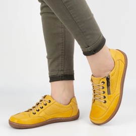 Femmes aux pieds nus baskets en cuir minimaliste Olivier 770 Perfoated Yellow jaune 5