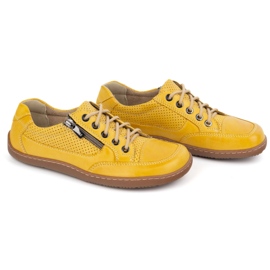 Femmes aux pieds nus baskets en cuir minimaliste Olivier 770 Perfoated Yellow jaune 10