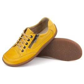 Femmes aux pieds nus baskets en cuir minimaliste Olivier 770 Perfoated Yellow jaune 11