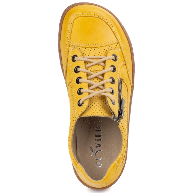 Femmes aux pieds nus baskets en cuir minimaliste Olivier 770 Perfoated Yellow jaune 1