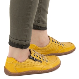 Femmes aux pieds nus baskets en cuir minimaliste Olivier 770 Perfoated Yellow jaune 3