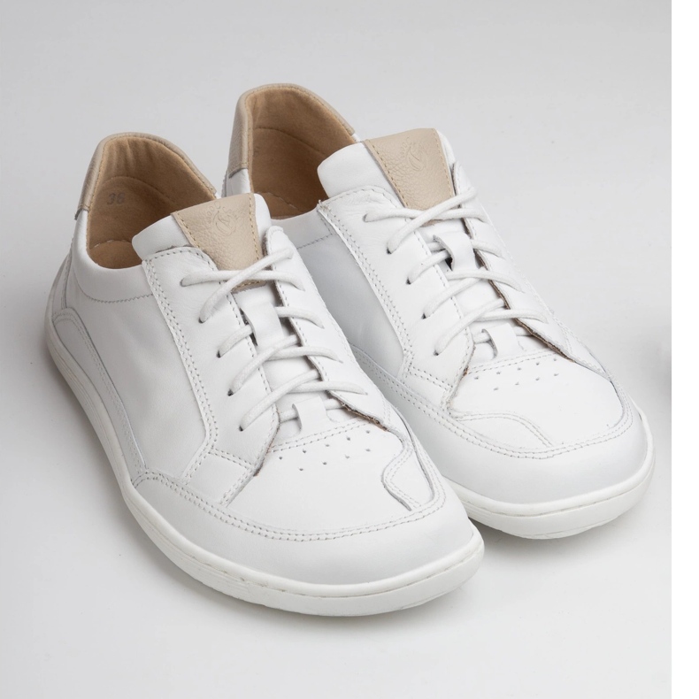 Sneakers en cuir minimaliste aux pieds nus pour femmes olivier 1282 blanc 1