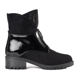 Bottines femme en daim noir avec cristaux le noir 2