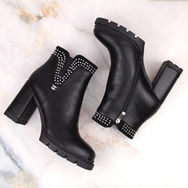 Bottines isolées à talons hauts avec rivets, Filippo W PAW495, noir le noir 10