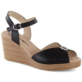 Sandales compensées en cuir avec décoration Filippo W PAW526B noir le noir 7