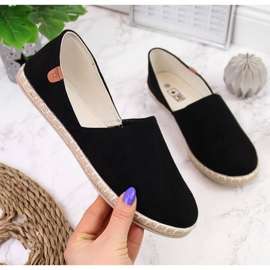 Espadrilles à enfiler pour femmes avec découpes noir NEWS 20TX02-2416 2