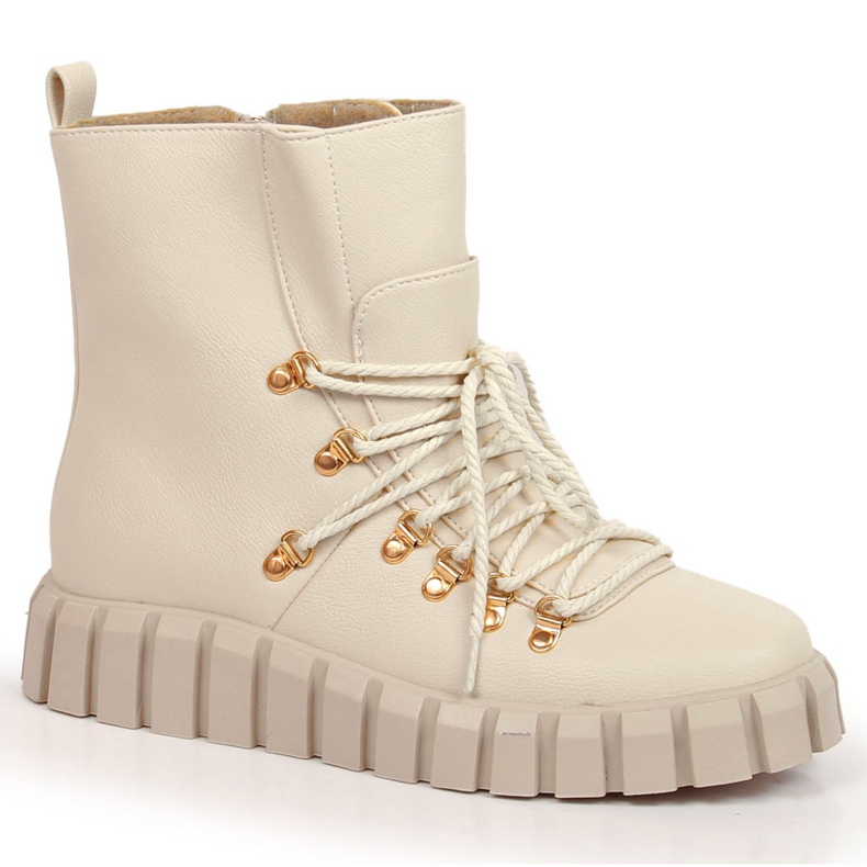 Bottes plateforme chaudes pour femmes, beige Potocki WOL108B 1