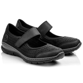 Chaussures ajourées confortables pour femmes avec velcro noir Rieker L32B5-00 1