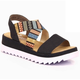 Sandales compensées confortables pour femmes multicolore Rieker V44G8-14 4