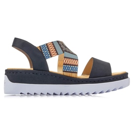 Sandales compensées confortables pour femmes multicolore Rieker V44G8-14 11