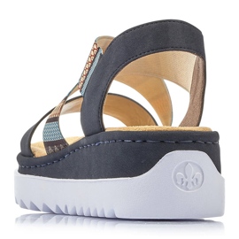 Sandales compensées confortables pour femmes multicolore Rieker V44G8-14 12