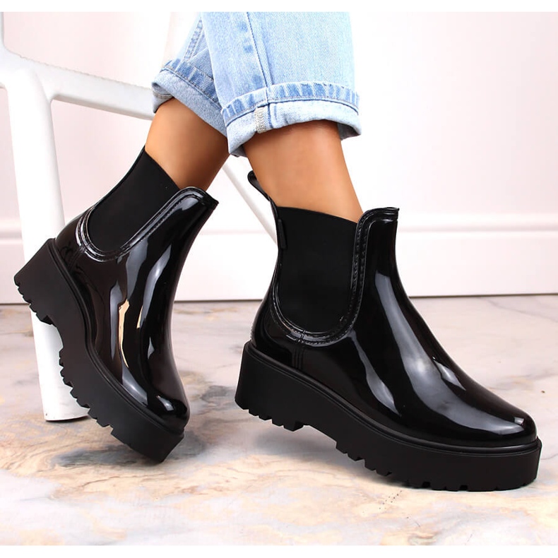 Bottes laquées Big Star MM274395, bottes Chelsea, bottes de pluie imperméables noir 2