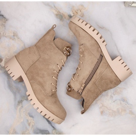 M. DASZYŃSKI Bottines en daim à talon haut et plateforme, isolées beige M.Daszyński MR1813-38 4