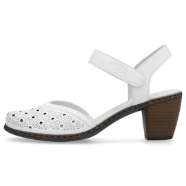 Sandales à talons hauts confortables en cuir pour femmes, blanc Rieker 40991-80 blanche 1