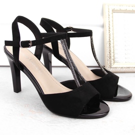 Sandales pour femmes à talons hauts en daim noir Sergio Leone SK924 le noir 6