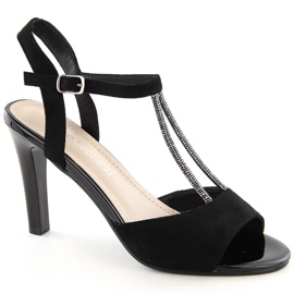 Sandales pour femmes à talons hauts en daim noir Sergio Leone SK924 le noir 1