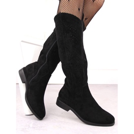 Bottines ajourées en daim femme, noir S.Barski HY66-150 le noir 2
