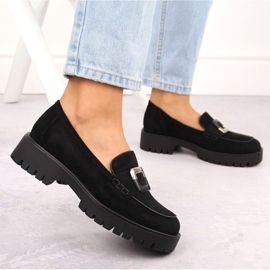 Mocassins femme avec décoration, daim noir Potocki 12420 le noir 5