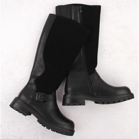 Bottes femme en cuir noir Sergio Leone KZ708 1
